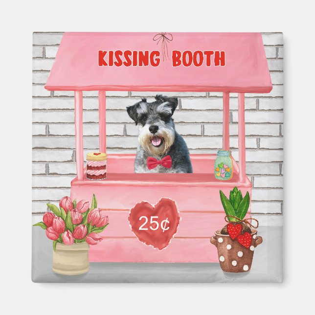 Schnauzer Hund Valentine Day Kissing Booth Magnet (Framsidan)