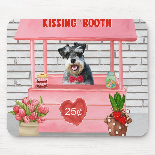 Schnauzer Hund Valentine Day Kissing Booth Musmatta (Framsidan)