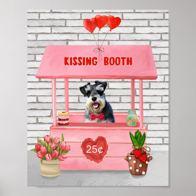Schnauzer Hund Valentine Day Kissing Booth Poster (Framsidan)