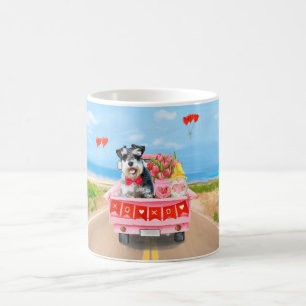 Schnauzer Hund Valentine Day Lastbil Hearts Kaffemugg