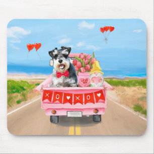 Schnauzer Hund Valentine Day Lastbil Hearts Musmatta
