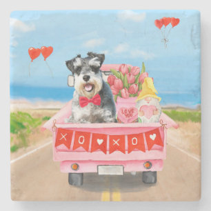 Schnauzer Hund Valentine Day Lastbil Hearts Stenunderlägg