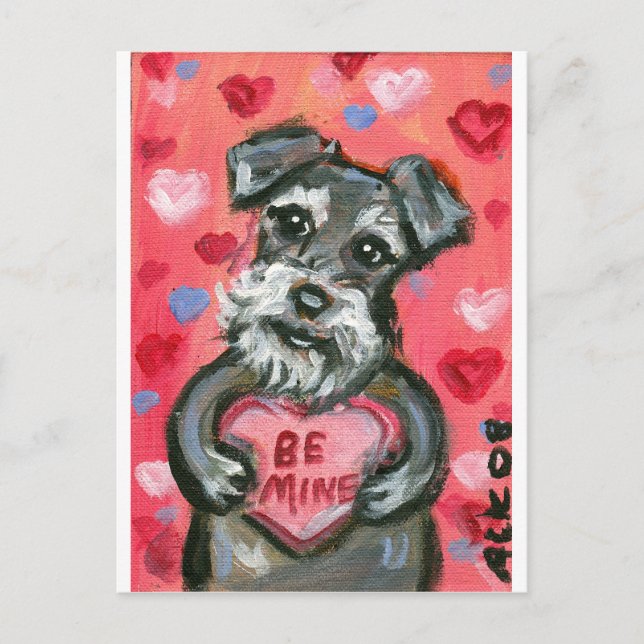 Schnauzer hund Valentine Helg Vykort (Framsida)