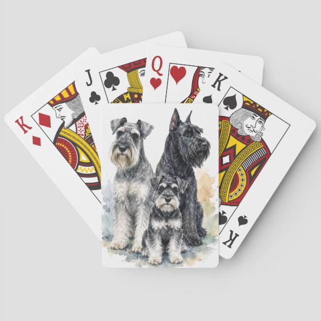Schnauzer Hund Vattenfärg Spelkort (Baksidan)