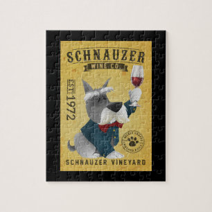 Schnauzer Hund Vin Funny Schnauzer Hund älskare Pussel