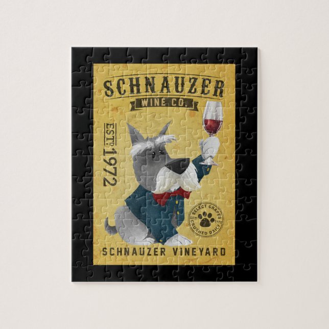 Schnauzer Hund Vin Funny Schnauzer Hund älskare Pussel (Vertikal)