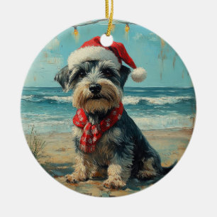 Schnauzer Hund Vintage Beach Julgransprydnad Keramik
