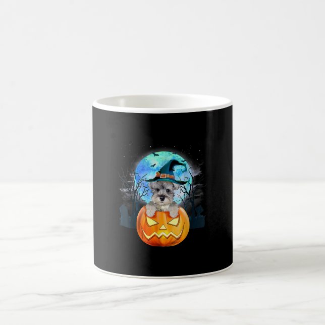 Schnauzer Hund Witch Hat Halloween Pumpkin Gift Kaffemugg (Center)