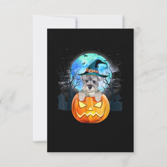 Schnauzer Hund Witch Hat Halloween Pumpkin Gift OSA Kort (Framsida)