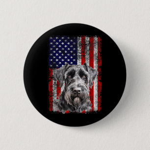 Schnauzer Hundälskare USA Flagga 4 juli Patriotisk Knapp