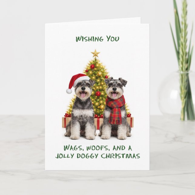 Schnauzer Hundar Jul Helgkort (Framsida)