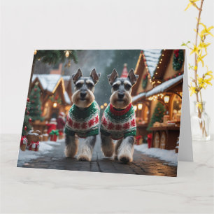 Schnauzer Hundar jul Snö Helgdag Kort