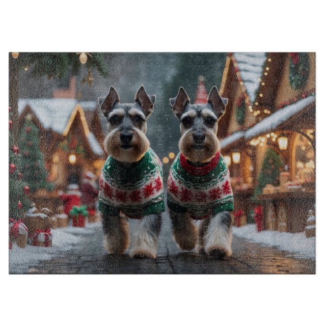 Schnauzer Hundar Jul Snö Högtid  (Framsidan)