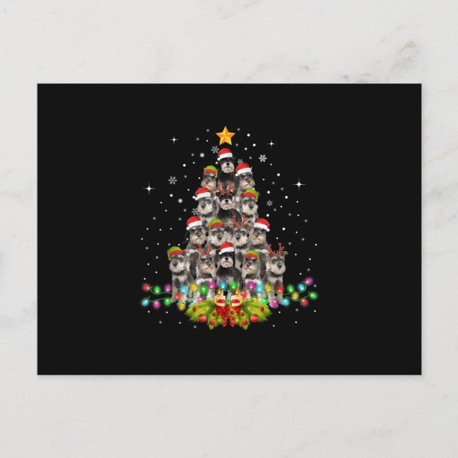 Schnauzer Hundar Träd jul Sötare Julafton Pet Meddelande Vykort (Framsida)