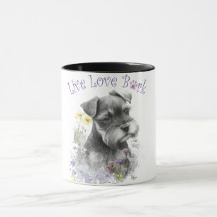Schnauzer Hundmamma Blommig Mugg