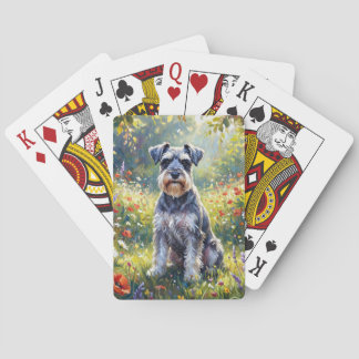 Schnauzer i äng med vilda blommor casinokort