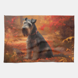 Schnauzer i Höst löv Fall Inspire Kökshandduk