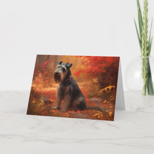 Schnauzer i Höst löv Fall Inspire Kort (Framsida)