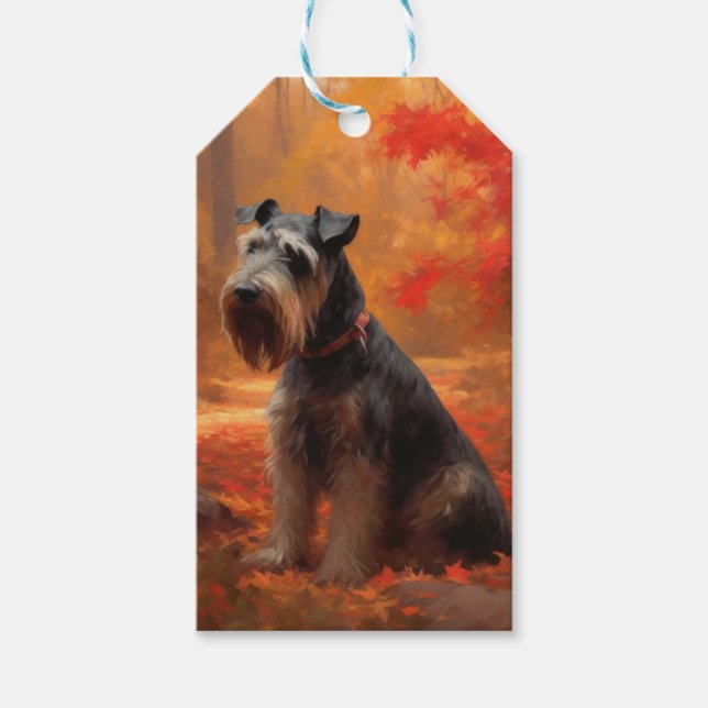 Schnauzer i Höst löv Fall Inspire Presentetikett (Framsidan)