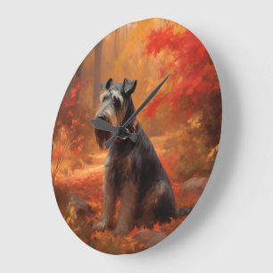 Schnauzer i Höst löv Fall Inspire Stor Klocka