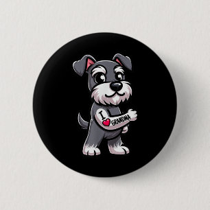 Schnauzer I Kärlek Grandma Rolig hund Tattoo Knapp