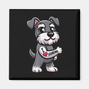 Schnauzer I Kärlek Grandma Rolig hund Tattoo Magnet