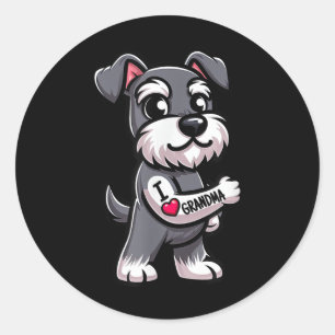 Schnauzer I Kärlek Grandma Rolig hund Tattoo Runt Klistermärke