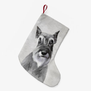 Schnauzer (jätte) målning - hundkonst liten julstrumpa