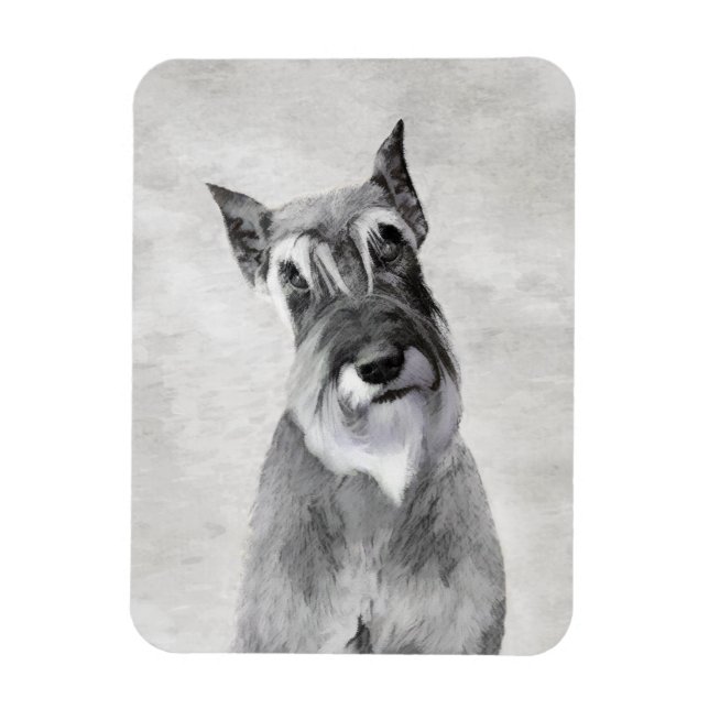 Schnauzer (jätte) målning - hundkonst magnet (Vertikal)