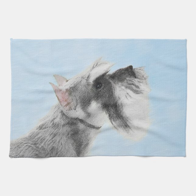 Schnauzer (jätte som, är standarda) 2 som målar - kökshandduk (Horisontell)