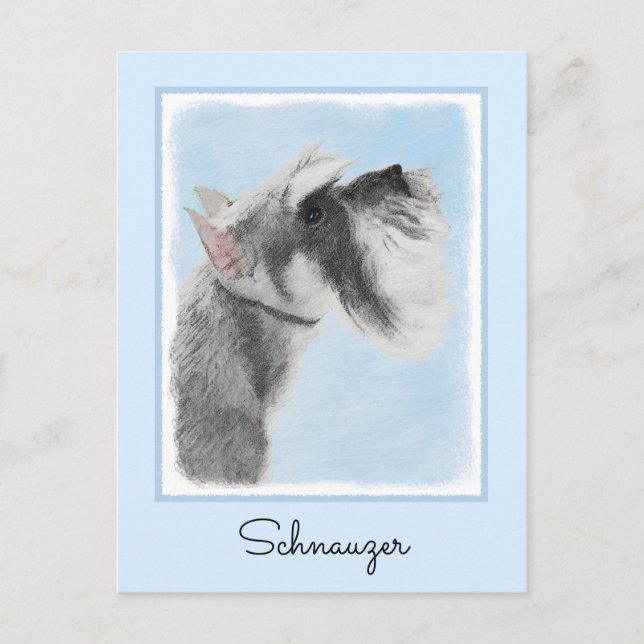 Schnauzer (jätte, standard) målning - hundkonst vykort (Framsida)