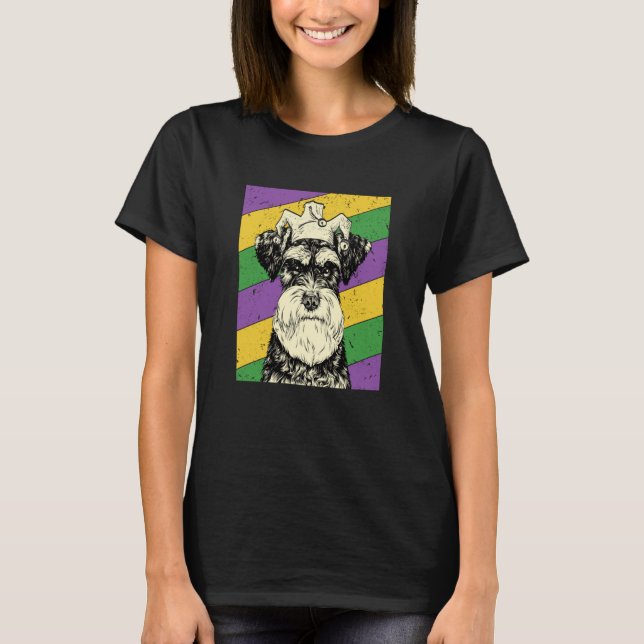 Schnauzer Jester Mardi Gras Dog Mom or Dad T Shirt (Framsida)