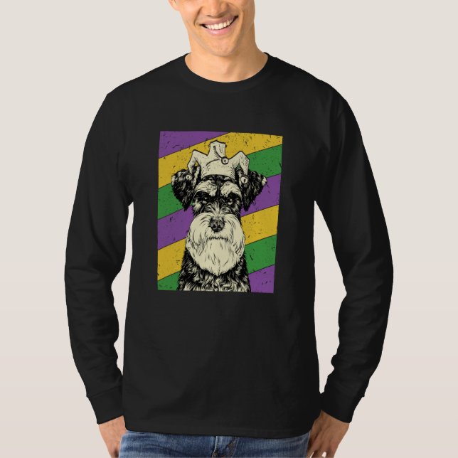 Schnauzer Jester Mardi Gras Dog Mom or Dad T Shirt (Framsida)