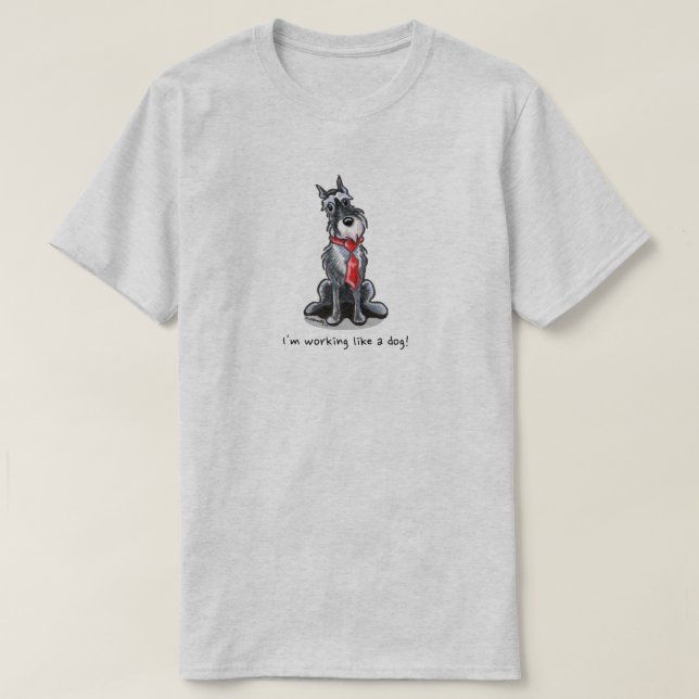 Schnauzer jobbar som en Hund T Shirt (Design framsida)