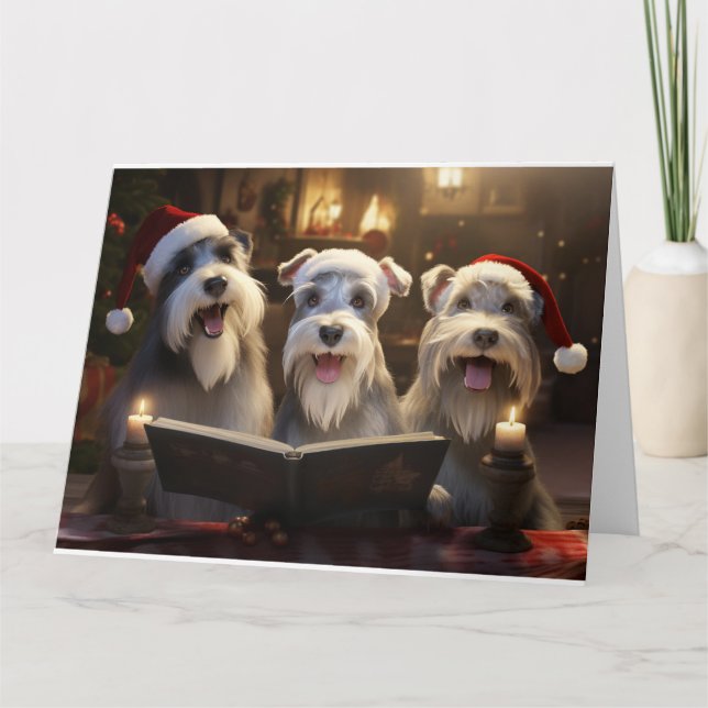 Schnauzer jul Carolers Roligt Helgdag Kort (Framsida)