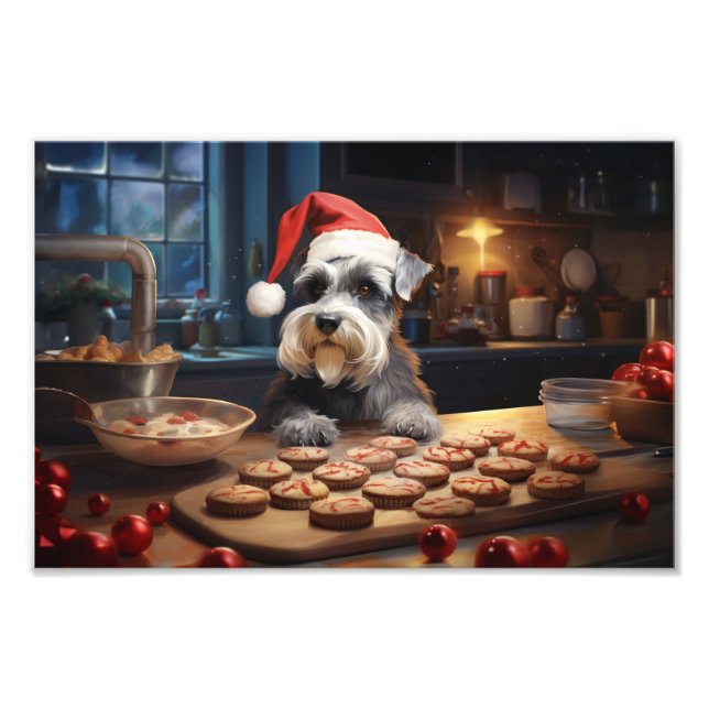 Schnauzer jul Cookies Festive Helgdag Fototryck (Framsidan)