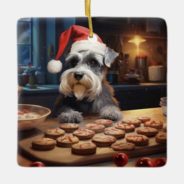 Schnauzer jul Cookies Festive Helgdag Julgransprydnad Keramik (Framsida)