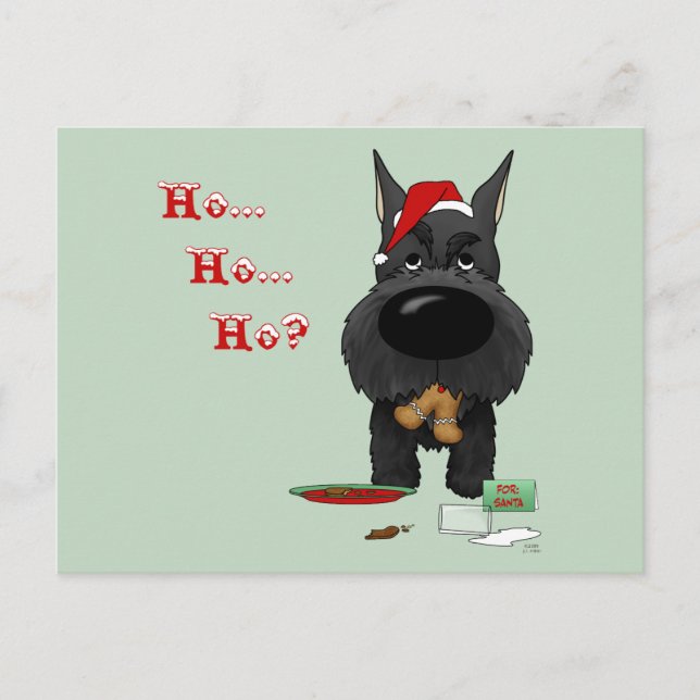Schnauzer-jul Helg Vykort (Framsida)