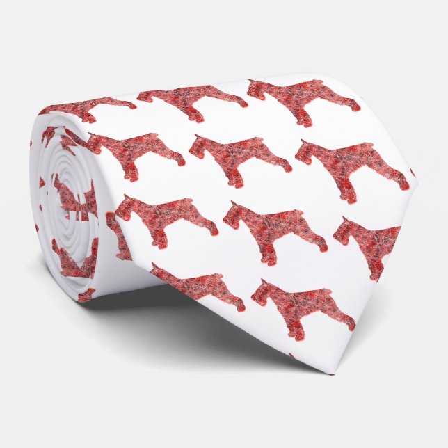 Schnauzer jul Hund Silhouette White Necktie Slips (Rullad)