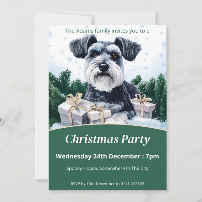Schnauzer-jul Party Inbjudningar (Framsida)