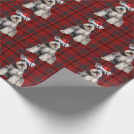 Schnauzer Jul Santa Hund Plaid Jul Presentpapper