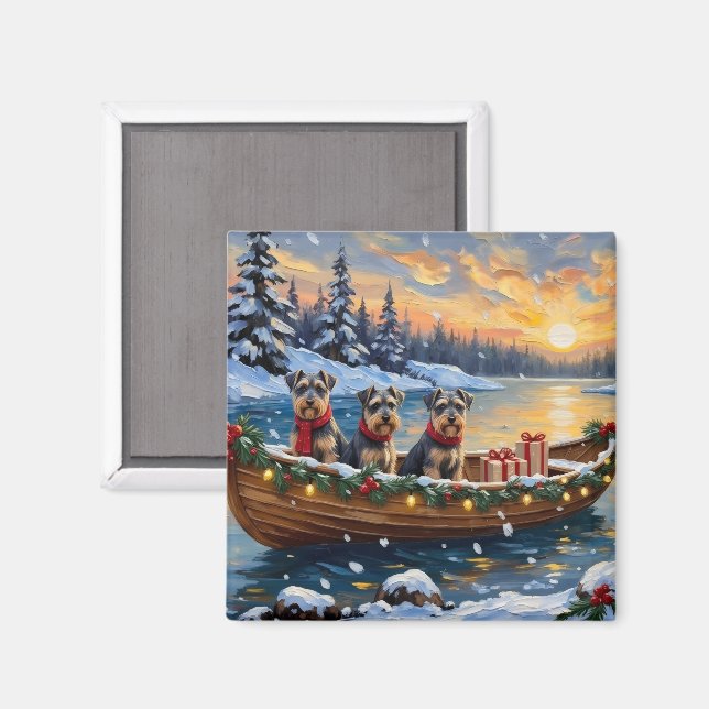 Schnauzer julbåtshögtid magnet (Front/Back)