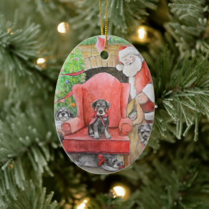 Schnauzer Julens Hund Julprydnad Julgransprydnad Keramik