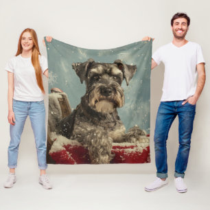 Schnauzer Julfirande Hund Fleecefilt