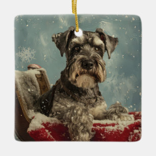 Schnauzer Julfirande Hund Julgransprydnad Keramik