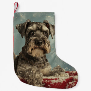 Schnauzer Julfirande Hund Liten Julstrumpa