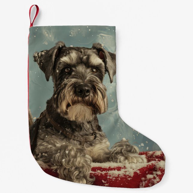 Schnauzer Julfirande Hund Liten Julstrumpa (Framsidan)
