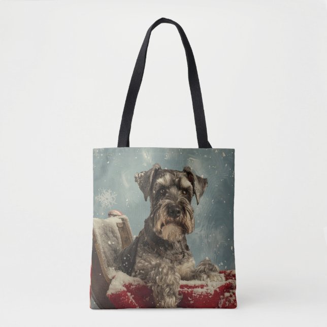 Schnauzer Julfirande Hund Tygkasse (Framsida)