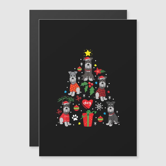 Schnauzer julgran hänge rolig hund magnetisk inbjudningskort (Fram/baksida)