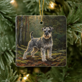 Schnauzer  julgransprydnad keramik